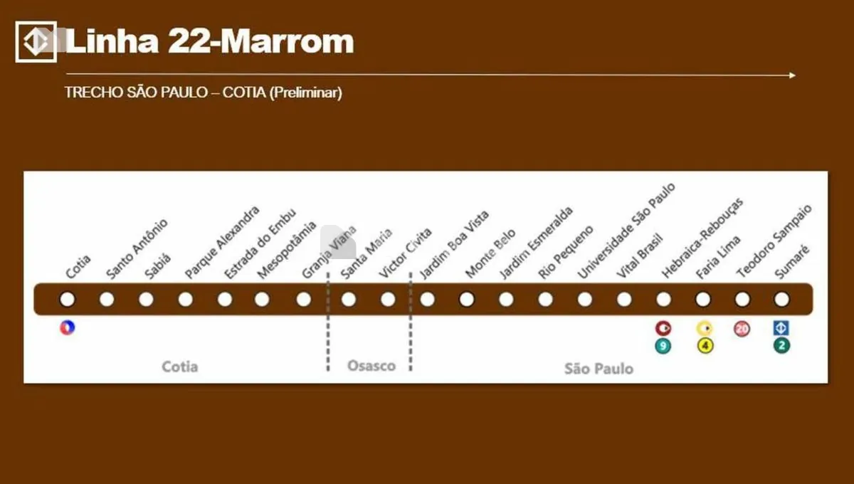 Imagem 1 do artigo Linha 22-Marrom Avança: Metrô Escolhe Consórcio Para Estudos (Osasco e SP)